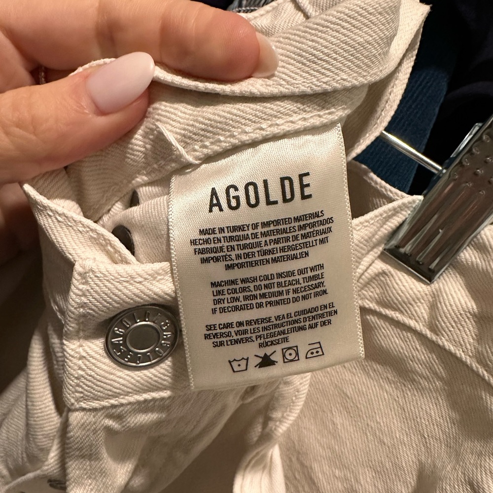 Agolde 90’s Pinch Waist High Rise Straight Jeans Ivory 25 - Picture 7 of 9